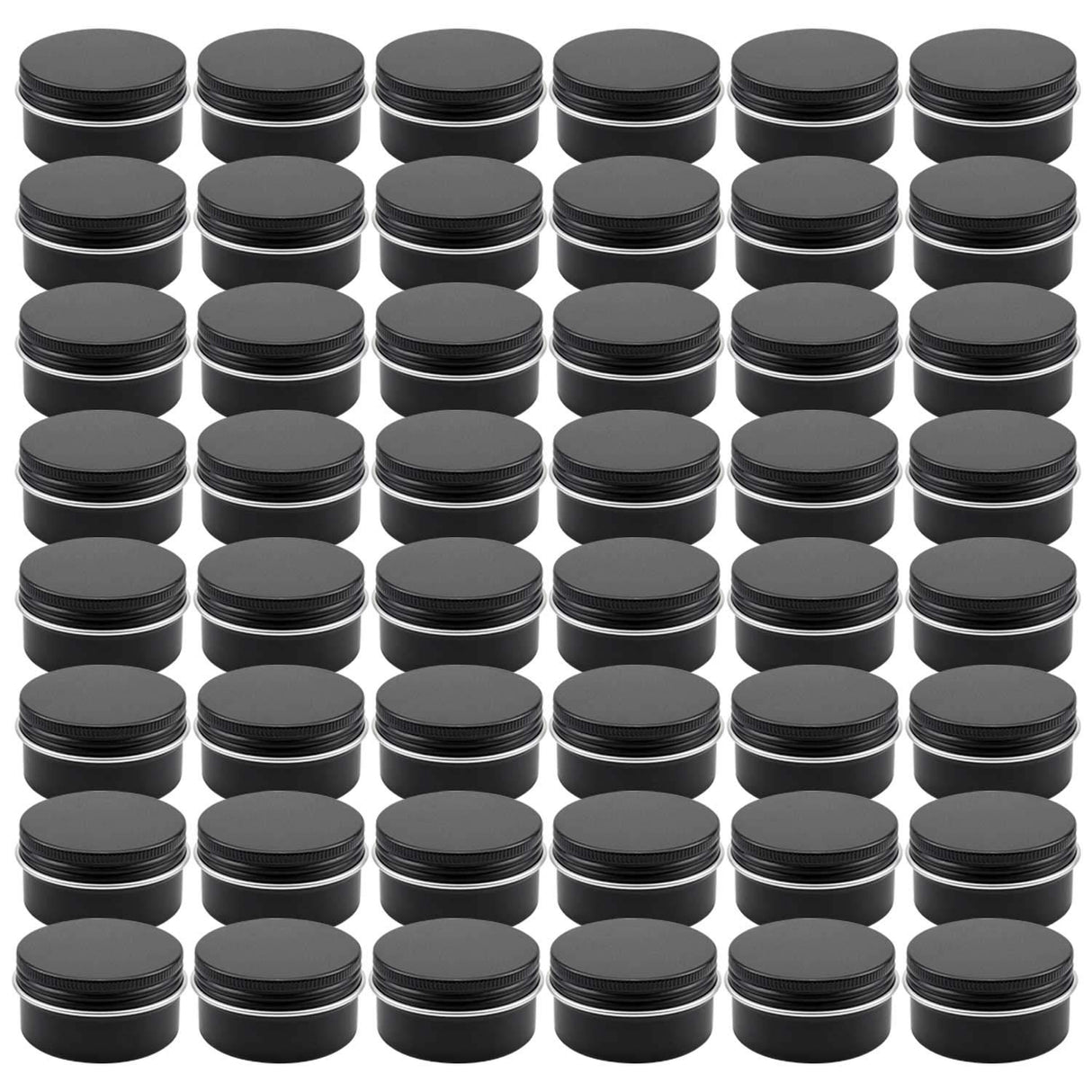 Foraineam 48 Pack 1 oz. Aluminum Round Lip Balm Tin Containers with Screw Lid - Metal Storage Travel Tins Matte Black Empty Tin Jars Foraineam