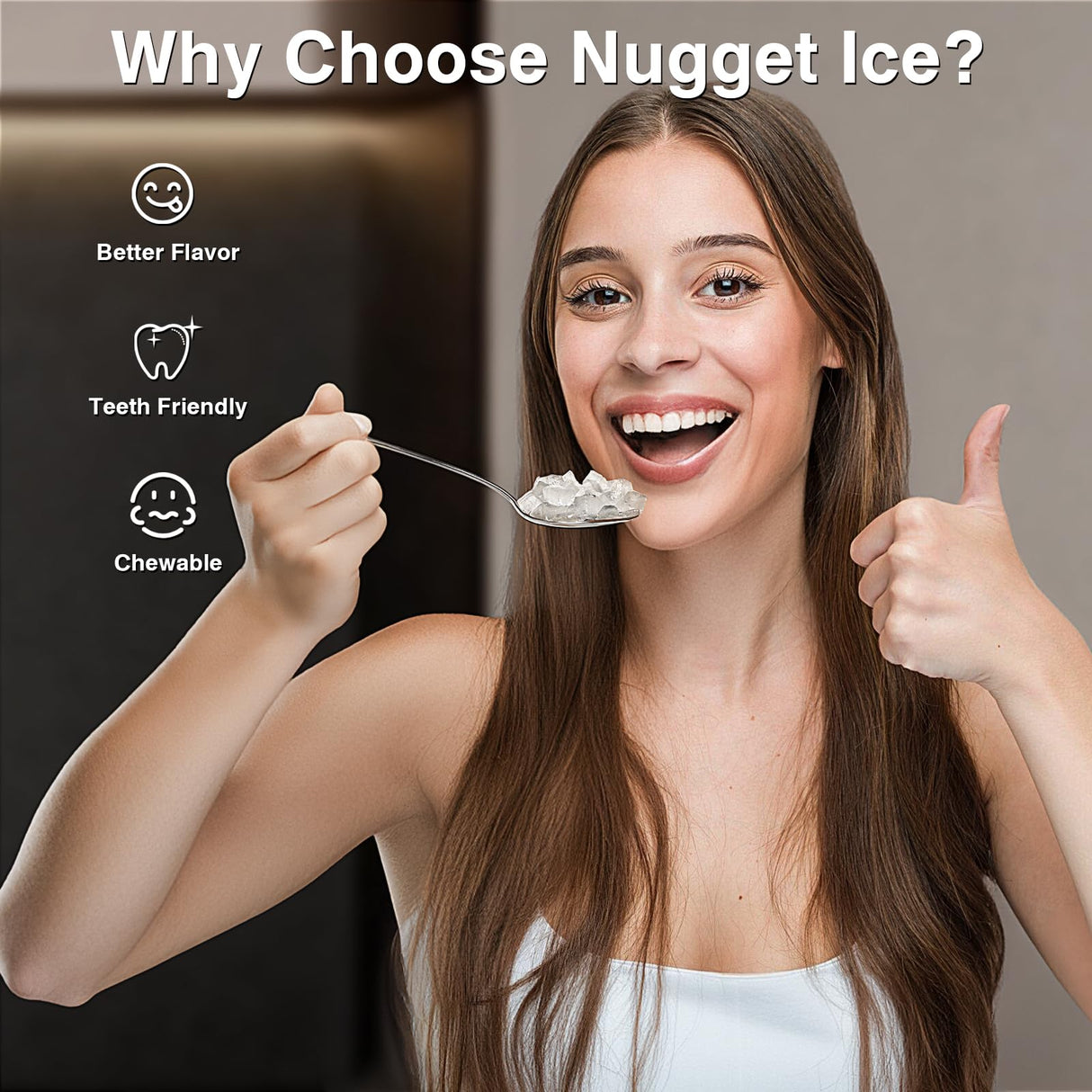 Nugget Ice Makers Countertop, Pebble Ice Machine with Chewable Pellet Ice, 34Lbs/24H, Self-Cleaning, Sonic Ice, One-Click Operation, for Kitchen,Office Stainless Steel Silver Antarctic Star