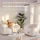 MAXYOYO Bean Bag Chair for Adults, Loveseat Floral Shaped Bean Bag Sofa, Ultra Soft Love Seat Mini Sofa Couch, Faux Fur Reading Chair for Living Room Bedroom, Beige MAXYOYO