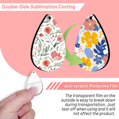 30 Pieces Sublimation Blank Earrings, Modacraft Sublimation Printing Earrings Unfinished Teardrop Heat Transfer Earring Pendant with Earring Hooks and Jump Rings for Jewelry DIY Making.