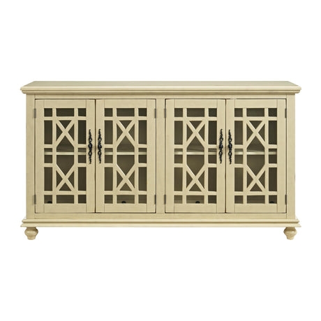 Martin Svensson Home Orsey 63" Solid Wood TV Stand - Antique Cream White Finish - Rustic Style and Parisian Design Inspired - with Two Spacious Cabinets with Adjustable Shelves for Storage. Martin Svensson Home