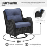 LayinSun 10 Pieces Outdoor Patio Furniture Set with Fire Pit Table, Rattan Wicker Sectional Swivel Rocker Chairs Sets with Ottomans, Swivel Glider Chairs, Single Chairs and Coffee Table LayinSun