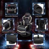 Goplus Gaming Chair, Height Adjustable Massage Video Game Chair with Retractable Footrest, Cup Holder, Headrest, Swivel Office Chair, Racing Style Swivel Gamer Chair Goplus
