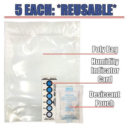 3D Printer Filament Storage Bags (Pack of 5): 5 Resealable 5 Mil Nylon/Plastic, 5 Large Oversize Rechargeable Clay Desiccant Drying Packs, 5 Humidity Indicator Cards by NetSellsIt - WoodArtSupply