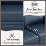 JEEOHEY Faux Leather Sofa Couch,82" Mid Century Modern Couch with Storage Place,Oversized 3 Seater Sofa with Nailhead Trim&Rolled Arm,Deep Seat Comfy Couch for Living Room,Apartment,Office(Navy Blue) JEEOHEY