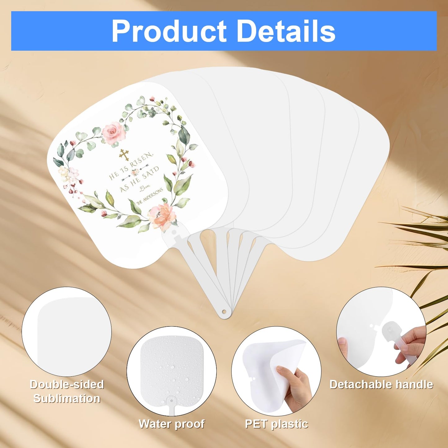 24 Pcs Sublimation Fans Blank, Church Fans Handheld Set, Double-Sided Sublimation Fan, Graduation Decorations, DIY Hand Fans for Church Parties and Wedding Fans for Guests