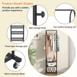 Kaitiemoo Heavy Duty Clothing Rack With Wheels,Modern Garment Rack With 3 Metal Shelves, 71.8Inches Display Rack For Hanging Clothes, Hanging Rod For Small Space,Black Kaitiemoo