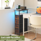 Yoobure Narrow Dresser for Bedroom, LED Slim Dresser with Charging Station, Small Dressers Chest of Drawers, Fabric Dresser Tall Skinny Cabinet Night Stand for Dorm, Small Spaces, Closet, Bathroom Yoobure