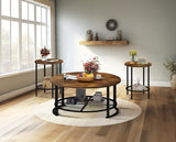 Recaceik Coffee Table Set, Coffee Table & Two End Side Table, Modern 3-Piece Living Room Table Set for Office, Living Room, Apartment, Small Space, Easy Assembly Furniture, Rustic Brown Recaceik