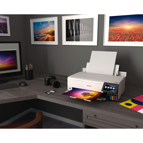 Epson EcoTank Photo ET-8550 Wireless Wide-Format All-in-One Supertank Printer with Scanner, Copier, Ethernet and 4.3-inch Color Touchscreen, Large, White Epson