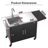 GDLF Outdoor Grill Table with Sink,Metal Grill Cart, Outdoor Kitchen Island with Stainless Steel Sink,L57*W21.65 GDLF