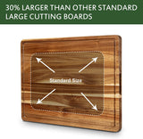 24 x 18 Inch Large Acacia Wood Cutting Board, Reversible Wooden Butcher Block Cutting Board with Juice Groove, Carving Board for Meat, Turkey, Fashionwu
