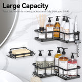 YASONIC Corner Shower Caddy Organizer, 3-Pack Adhesive Rustproof Stainless Steel Shower Shelves with Soap Holder, No Drilling Shower Storage Rack for Family Renters Bathroom, Black YASONIC