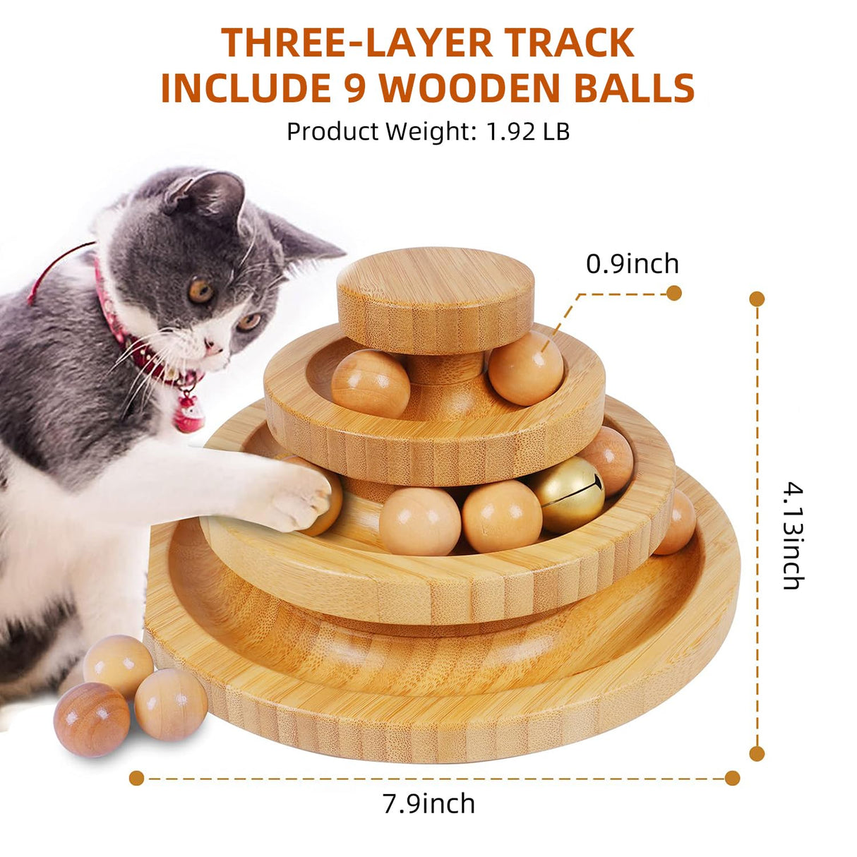 DoogCat Cat Ball Track Toy,Kitty Toys Roller,3-Level Ball Tower with 9 Removable Balls,Interactive Cat Toy, DIY Circle Fun Toy for Kitten Mental Physical Exercise - Medium Size DoogCat