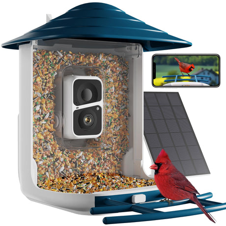 Dzees Smart Bird Feeder with Camera, Bird Feeder Camera Wireless Outdoor, AI Identify Bird Species, Auto Capture Bird Videos, 1080P HD Bird Camera Dzees
