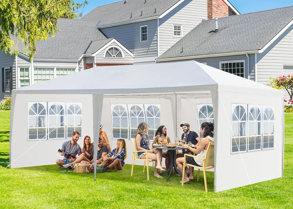 KepooMan 10' x 20' Outdoor Gazebo Canopy Waterproof Party Tent Wedding Canopy with Removable Sidewalls & Brighter Church Windows - WoodArtSupply