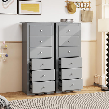 Giantex 6-Drawer Dresser for Bedroom, Wooden Chest of Drawers w/Metal Handles & Large Capacity, 16" D x 23" W x 53.5" H Clothes Organizer, Modern Tall Dresser for Bedroom, Entryway, Living Room Giantex
