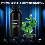 Aceaddity Flash 3D Printer Resin - High-Speed Standard Photopolymer Resin with Great Fluidity, Fast Printing for LCD/DLP 3D Printers, High Precision & Low Shrinkage, Clear Green 1KG Aceaddity