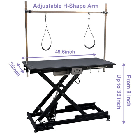 ACIDBOLT 50 Inch Electric Dog Grooming Table, Heavy Duty Height Adjustable Collapsible Extra Large Pet Grooming Table with Overhead Arms, Two Nooses & Anti Slip Tabletop, Black ACIDBOLT