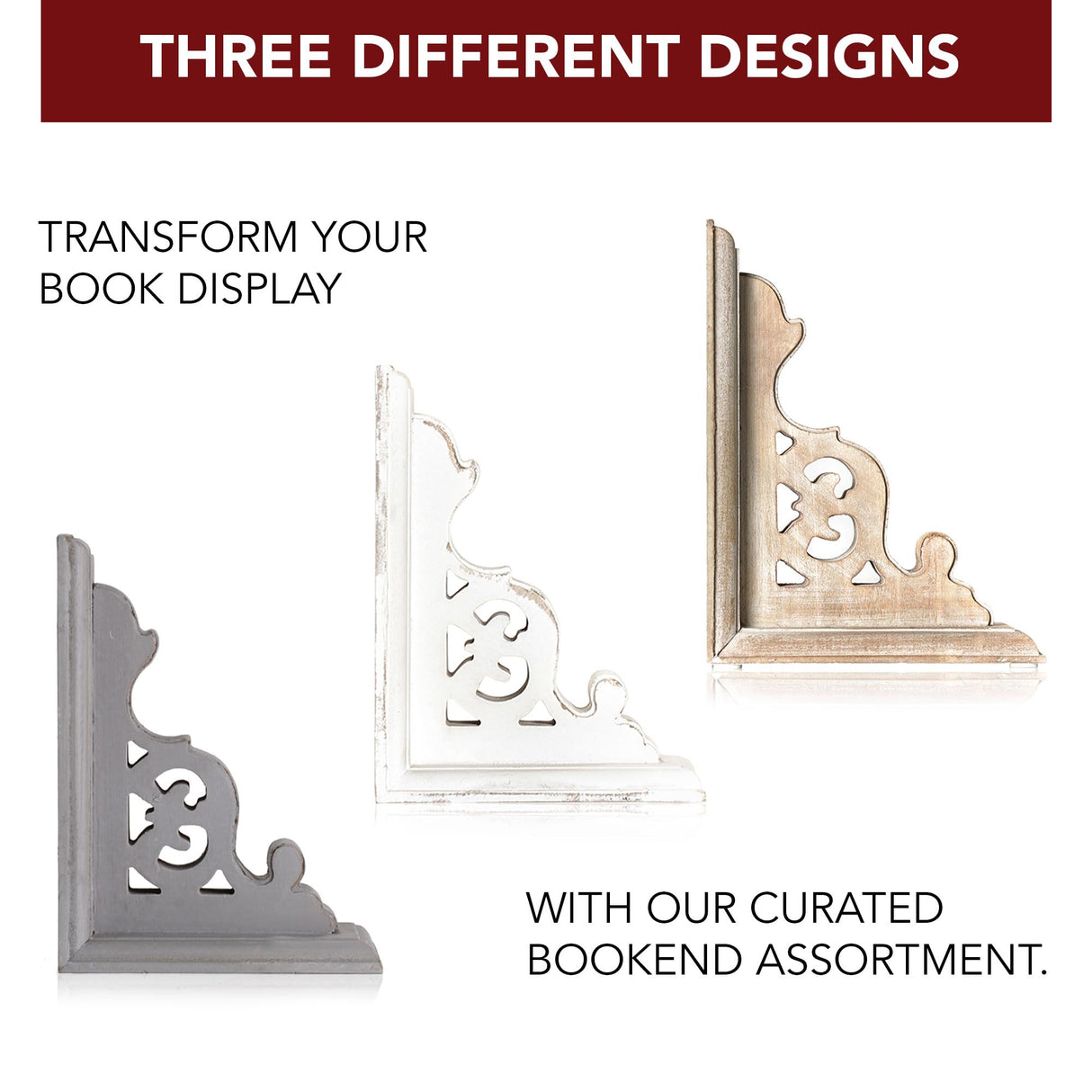 American Art Decor Wood Bookends - Shelf Decor & Wall Decor for Living Room, Bathroom, Bedroom, & Office - Home Decor & Shelf Accents (Natural Set of 2, 7.75"x 5.8"x 3.8") American Art Decor