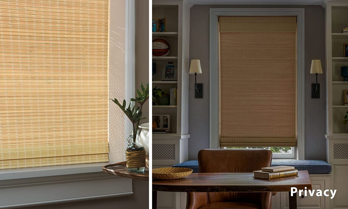 LazBlinds Cordless Bamboo Roman Shades - 20'' W x 64'' H Privacy Window Treatment