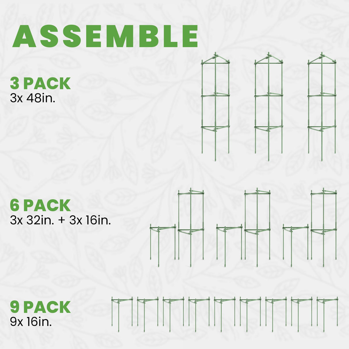 Tomato Cage - Trellis Stakes and Plant Support Structures for Vegetables and Climbing Plants - Tall Tomato Cages for Garden, Pots, Raised Garden Bed Outdoor (3 Pack - Up to 48 Inches) K-Brands