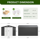 DAUSOLA 10x14 FT Outdoor Storage Shed, Metal Garden Tool Shed with Updated Frame Structure and Lockable Doors, Ideal for Backyard Garden Patio Lawn, Grey DAUSOLA