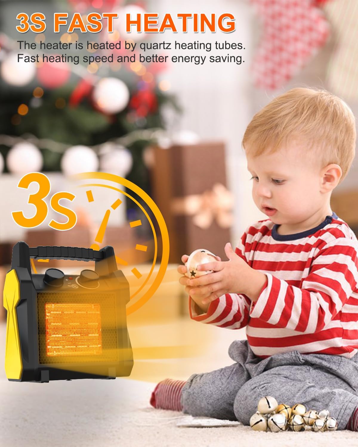 Outdoor Heaters for Patio, 1500W Garage Heater with Overheat Protection, 3S Fast Heating Electric Portable Space Heater, Outdoor Heater, Garage, Greenhouse, Indoor Outdoor Use AgiiMan