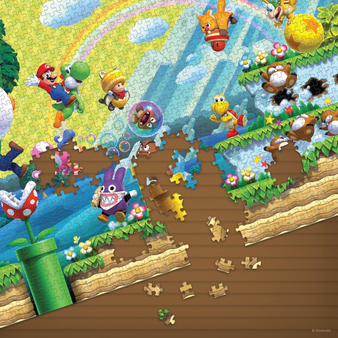 Super Mario “Chaos & Fun” 1,000 Piece Jigsaw Puzzle, Dimensions 19” x 27”, Collectible Puzzle Artwork Featuring Mario, Luigi, Nabbit and More! Officially Licensed Nintendo Puzzle & Merchandise USAOPOLY