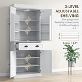 HOMCOM 71" Kitchen Pantry Cabinet with Motion Sensor Light, Tall Storage Cabinet with 6 Door Shelves, a Drawer & 4 Adjustable Shelves, for Living Room, Dining Room, White HOMCOM