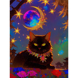 Black Cat 5D Diamond Painting Kit for Adults - Celestial Night Scene Kitten Full Drill DIY Round Gem Art Diamond Art Kits Painting Crafts Ideal for Beginners and Home Wall Decor 12X16inch PUSHPIN PAINTING