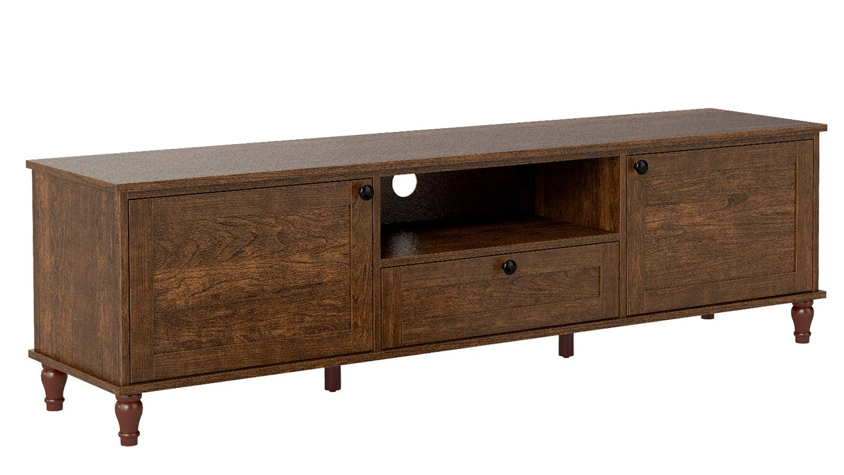 ANJ TV Stand for 75 inch TV, Mid-Century Modern TV Console with Storage Cabinet, Wooden Television Furniture for Living Room, Entertainment Center with Ample Large Storage Space ANJ