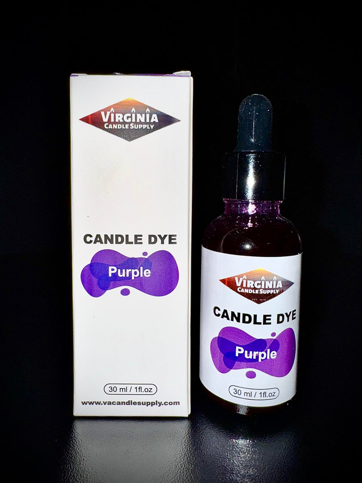 Purple Liquid Candle Dye Concentrated (1 oz Bottle with Dropper) Soy Candle, Paraffin Wax, Gel Wax, Natural Wax Blends, for Candles, Wax Melts, Snap Bars Virginia Candle Supply