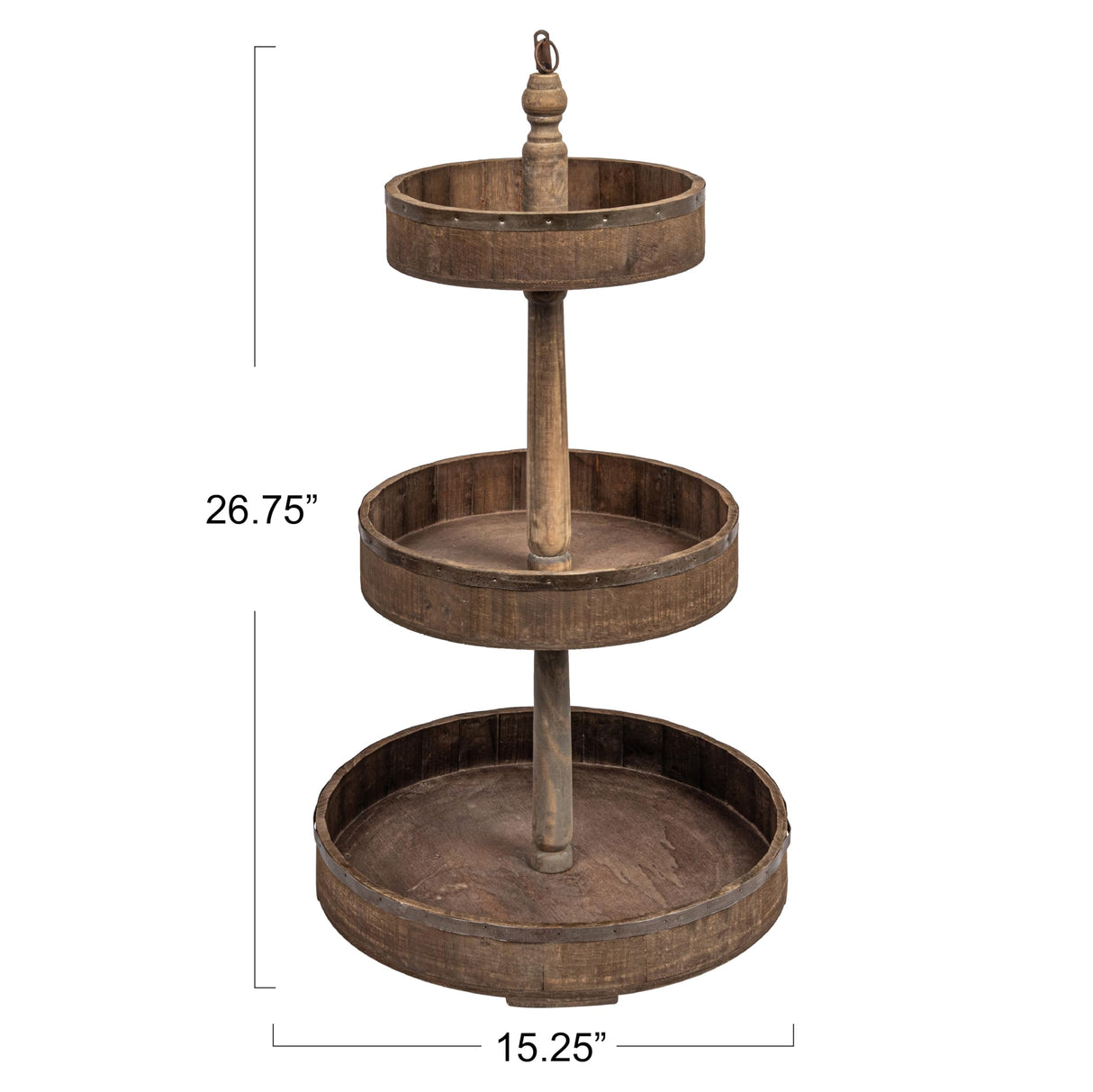 Decorative Wood & Tin 3 Tier Tray Creative Co-Op