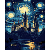 AALBLAC Magic Castle Paint by Numbers Kit for Adults Beginner - Starry Night Castle Paint by Numbers Canvas, DIY Abstract Landscape Oil Painting for Gift Home Wall Decor 16x20inch AALBLAC