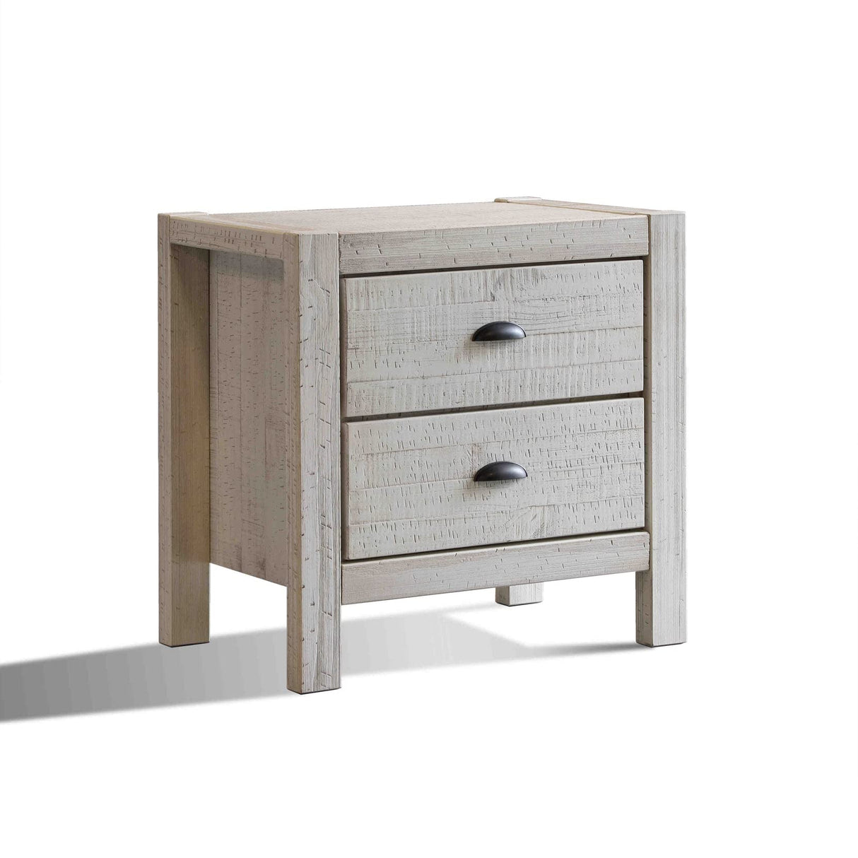 Grain Wood Furniture Montauk 2-Drawer Nightstand, Rustic Off-White Grain Wood Furniture