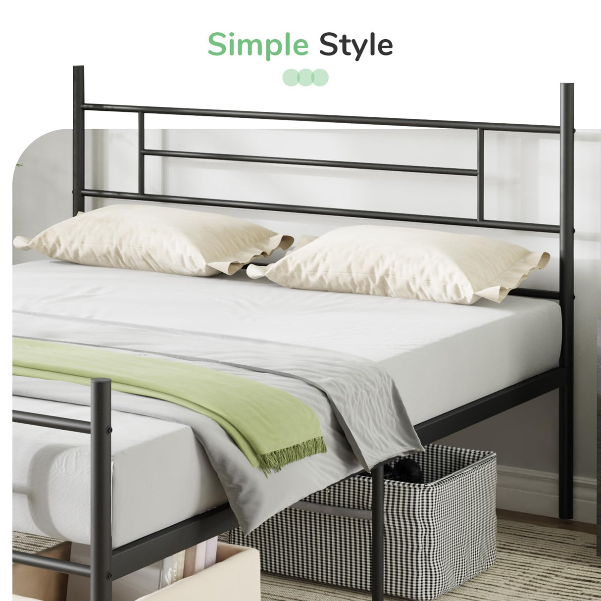 Novilla Metal Queen Bed Frame with Headboard and Footboard, 14 Inch Platform Bed Frame with Storage No Box Spring Needed, Strong Metal Slats Support Novilla