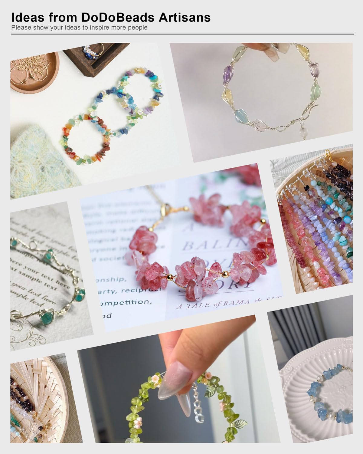 DoDoBeads 1910 Pcs Crystal Chip Beads Kit, Bracelet Making Kit for Adults, Earring Making Kit, Jewelry Making Supplies, Jewelry Starter Kit, Gemstone Beads for Jewelry Making, Natural Stone Beads DoDoBeads