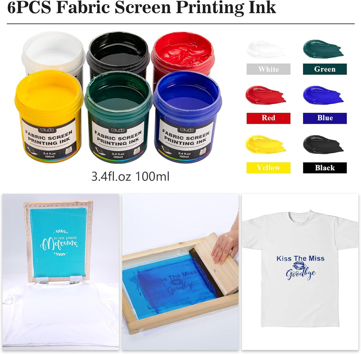 Caydo 59 Pieces All-in-One Screen Printing Kit with Screen Printer, 50W Exposure Screen Printing Light, Photo Emulsion Kit, Screen Printing Frames, Instructions Caydo