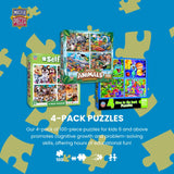 MasterPieces – Jigsaw Puzzle Set for Kids 6+ Years, 4-Pack of 100 Pieces, Educational and Fun Game, World of Animals Collection, Gift Idea for Children, 8" x 10 Masterpieces