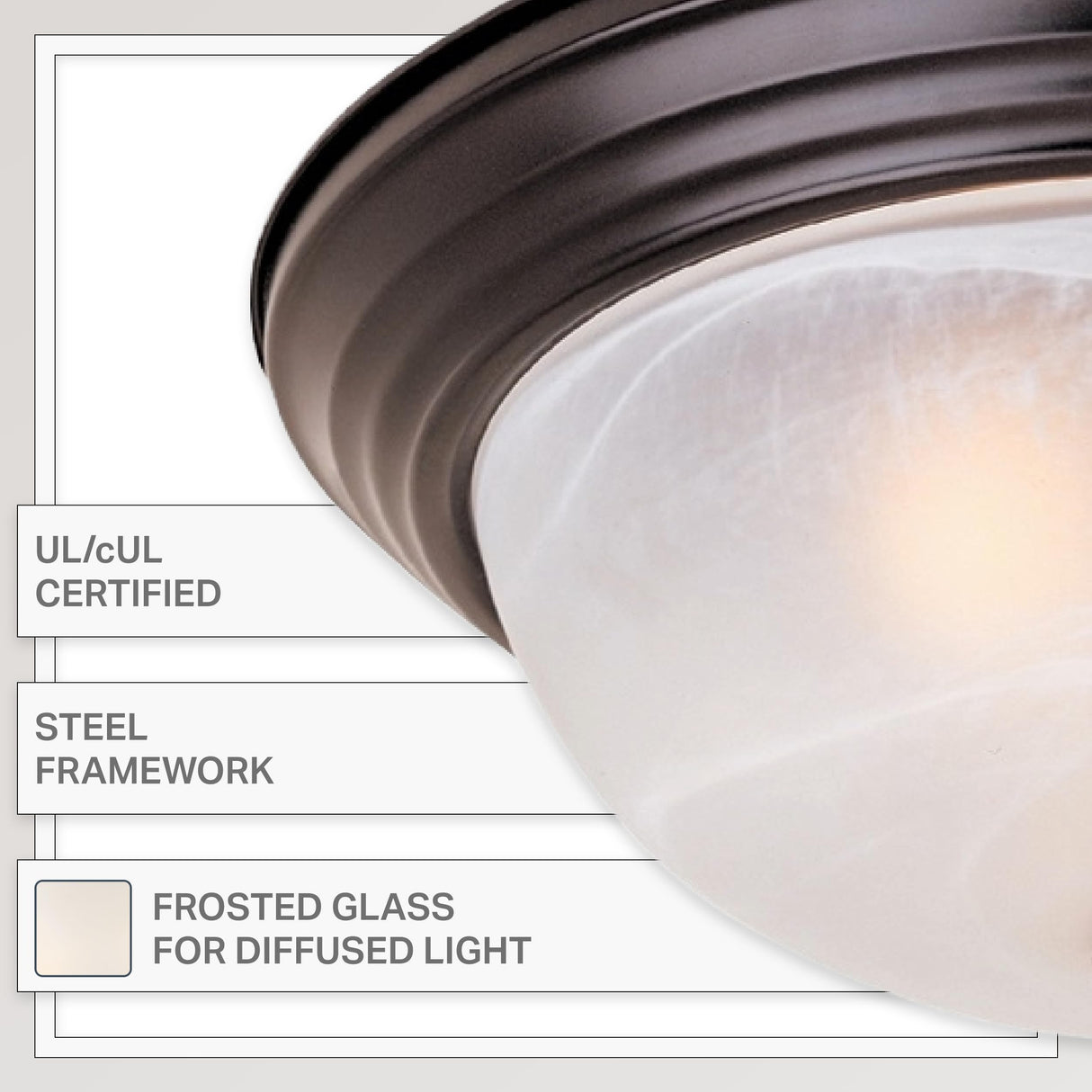 DESIGNERS FOUNTAIN 2-Light Flush Mount Ceiling Light, 11 Inch Lighting Fixture for Kitchen, Bedroom, Bathroom, and Hallway, White Alabaster Glass, Oil Rubbed Bronze, 1257S-ORB-AL DESIGNERS FOUNTAIN