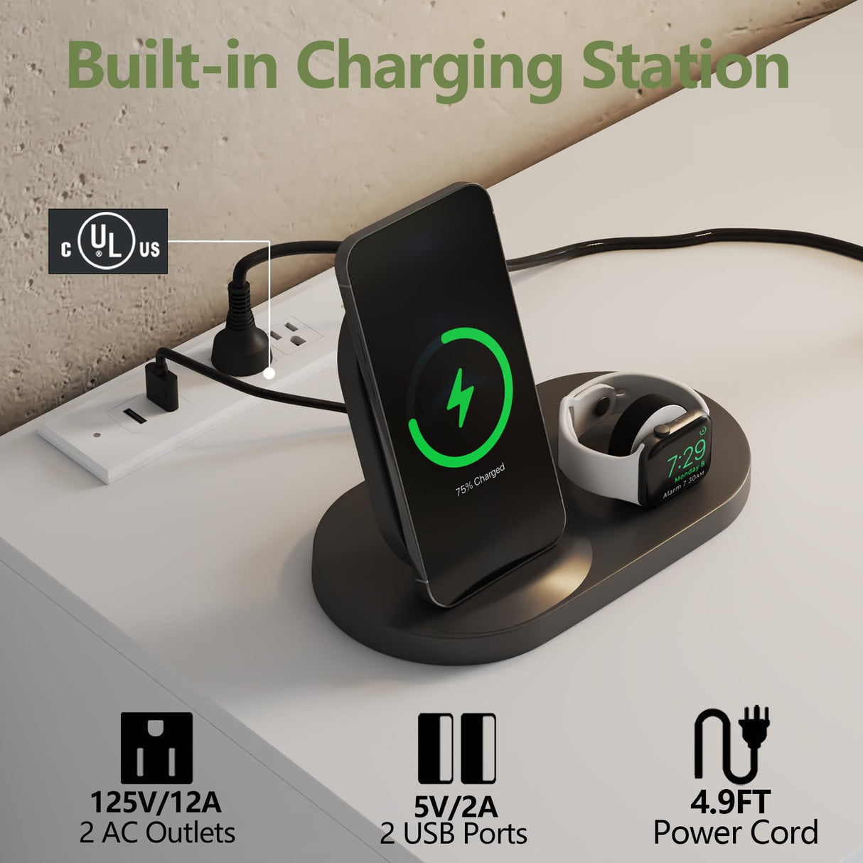 Gyfimoie Dresser for Bedroom with Full Length Mirror 48"x16", White Storage Cabinet with Power Outlet, 6 Drawer Dresser with LED Light, Modern Dressers with Charging Station(White) Gyfimoie