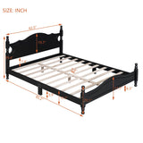 Harper & Bright Designs Retro Style Queen Size Platform Bed Frame with Sturdy Headboard in Black Harper & Bright Designs