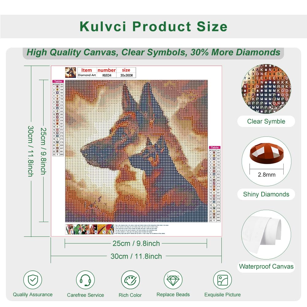 Kulvci Diamond Painting Kits for Adults Dog, Diamond Art Kits for Beginners, 5D DIY Full Drill Gem Craft for Home Decor Gift 12x12inch Kulvci