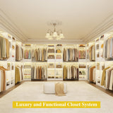 Unikito 10-15FT Closet Systems, Large Wood Walk in Closet Organizer with Hanging Rods and Drawers, Heavy Duty Closets Wardrobe with Shoe Rack, Sturdy Reversible Clothes Closet Kit, White, Set of 2 Unikito