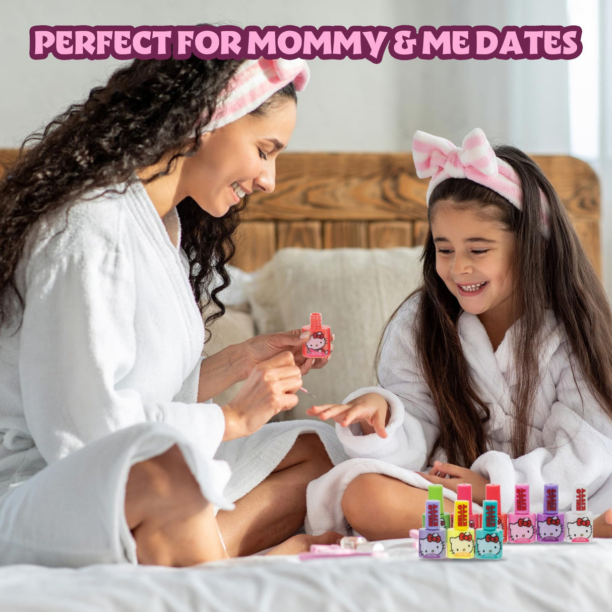 Hello Kitty Water-Based Nail Polish Set, Peel-Off Set with Glittery & Opaque Colors and Nail Accessories for Girls Kids, Perfect for Dress Up, Parties & Makeovers Ages 3+ by Townley Girl Townley Girl