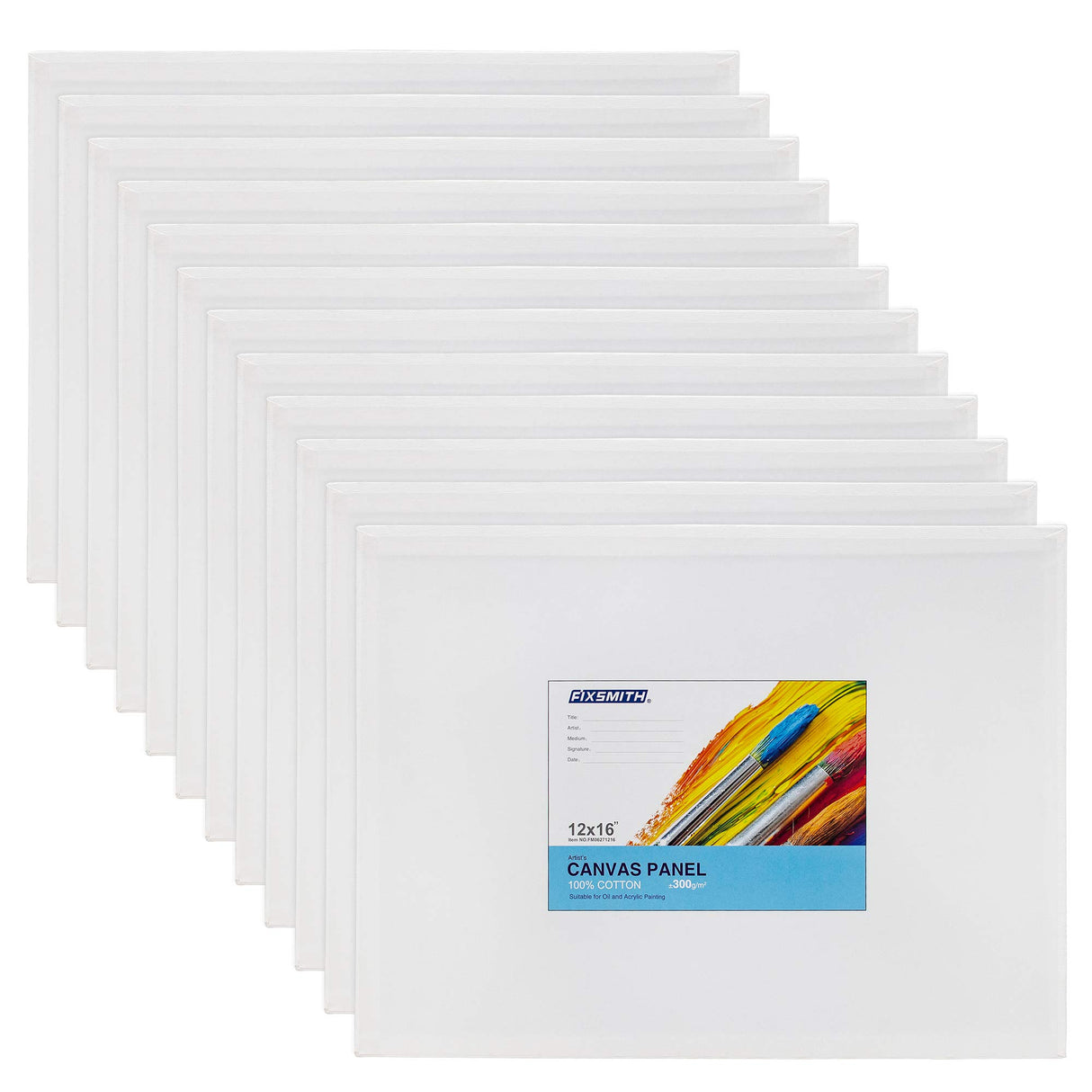 FIXSMITH Canvas Boards for Painting 12x16 Inch, Super Value 12 Pack White Blank Canvas Panels, 100% Cotton Primed, Painting Art Supplies for Professionals, Hobby Painters, Students & Kids FIXSMITH