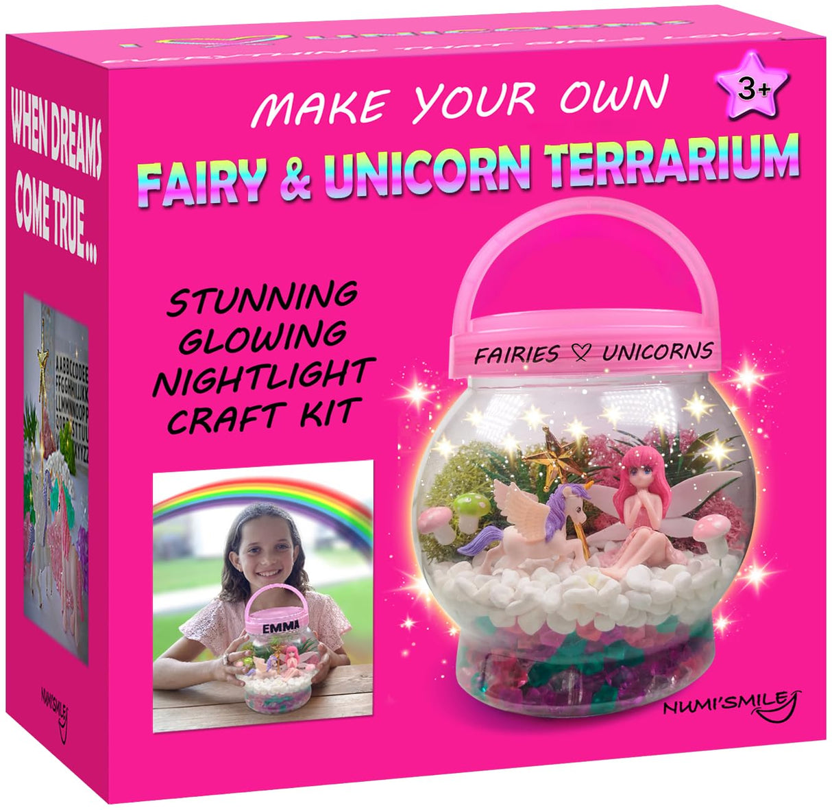 Make Your Own Light-Up Fairy & Unicorn Terrarium Arts and Crafts for Kids, Fairy Gifts for Girls Ages 4 5 6 7 8 9 10 Years, Best DIY Art Set, Unicorns Gifts & Little Girls Fairy Toys Birthday Present NUMI'SMILE