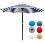 Sunnyglade 9' Patio Umbrella Outdoor Table Umbrella with 8 Sturdy Ribs (Blue and White) Sunnyglade