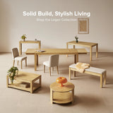 mopio Logan 7 Piece 6 Seater Upholstered Extendable Dining Table Set Beige Dining Chair Set of 6, Modern Farmhouse Solid Wood 7 Piece 91" for Dining Room Kitchen mopio